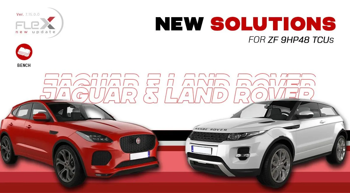 Flex now supports Bench solution for ZF 9HP48 transmission units installed on Jaguar and Land Rover vehicles.
